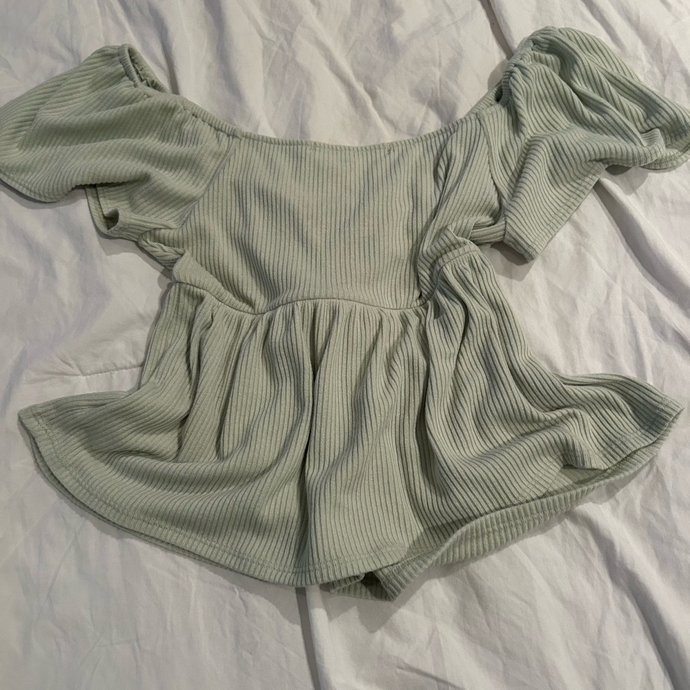 Altar'd State Light Green Ribbed Blouse - Picture 2 of 3